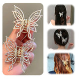 Sweet Pearl Rhinestones Butterfly Hair Clip