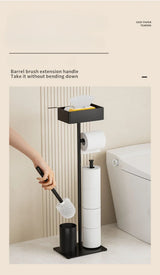 Free Standing Toilet Tissue Holder with Cleaning Brush and Top Shelf Storage