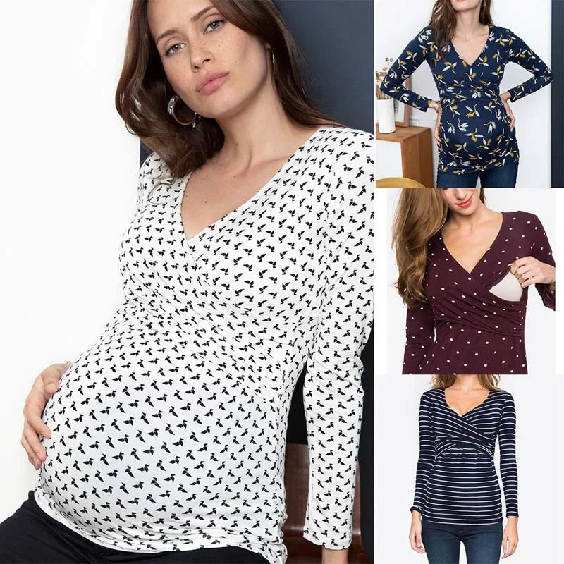 V-Neck Long Sleeve Maternity Top