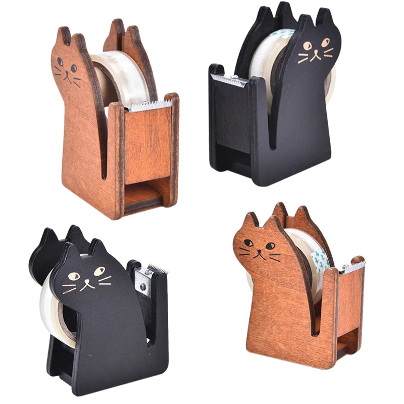 High Quality Cute cat wooden tape Dispenser