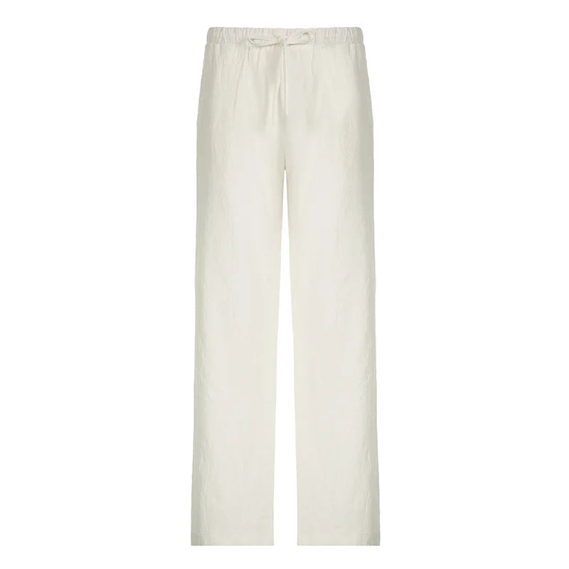 Deeptown Casual Basic White Pants