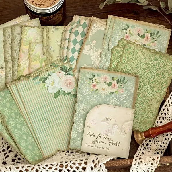 30pcs/pack Gentle Wind Series Retro Dyeing Journal Paper