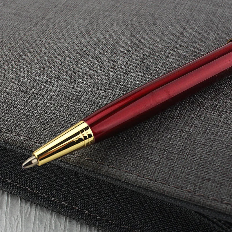 Luxury Metal Ballpoint Pen - Stainless Steel with Golden Trim