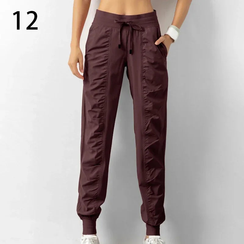 Fabric Drawstring Sporty Joggers