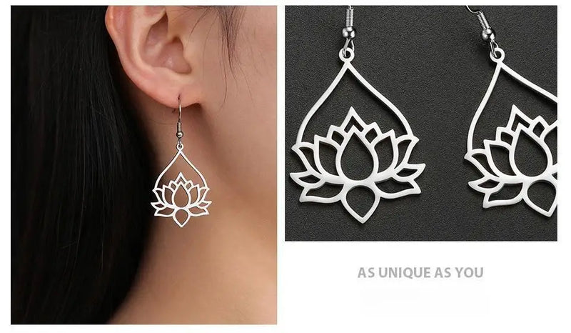 Lotus Flower Drop Earrings