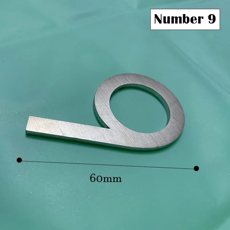 60mm Stainless Steel Self-Adhesive House Number Stickers