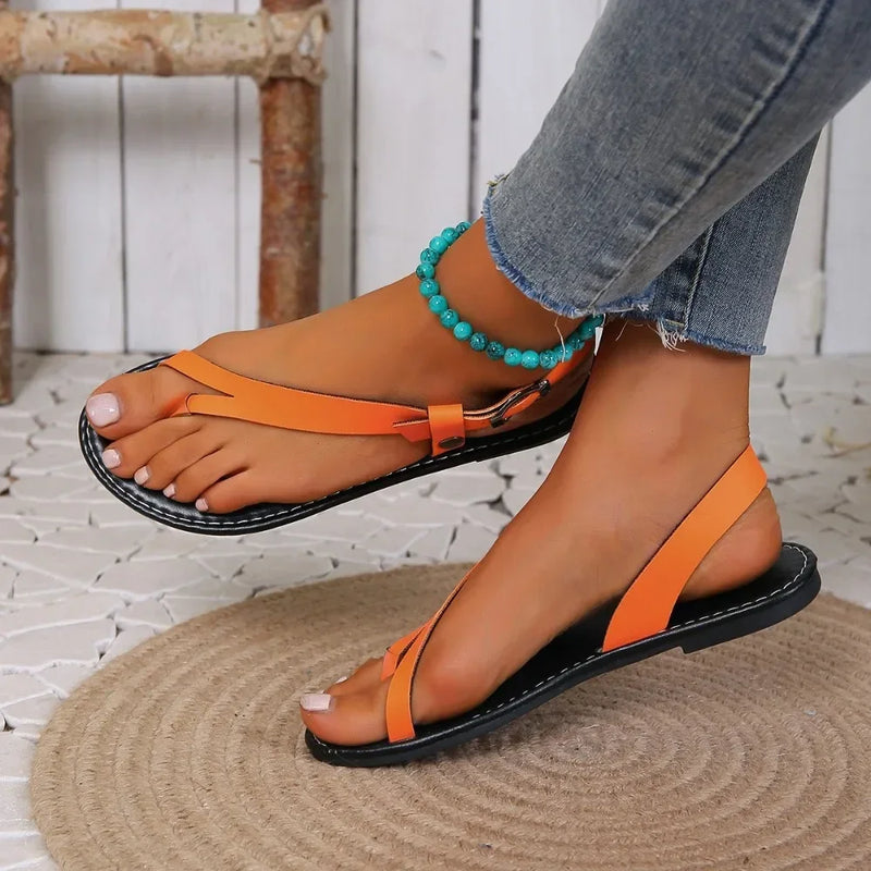 Open Toe Casual Buckle Strap Soft Bottom Flip Flops