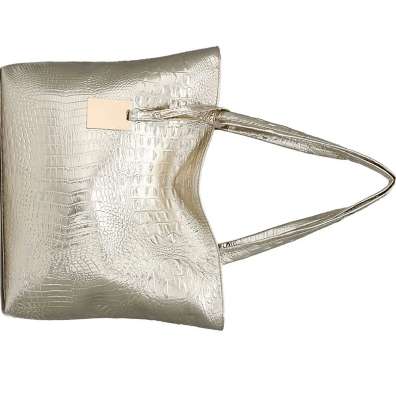 Metallic PU Leather Big Shoulder Bag