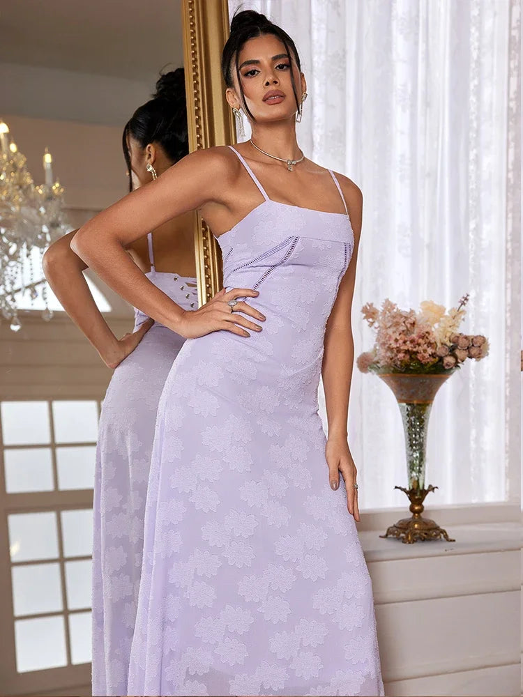 Purple Spaghetti Strap Dress - Elegant Maxi Dress