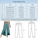 Wide Leg Pants with Front Slit High Waisted Pleated - Boho Beach Yoga Pants