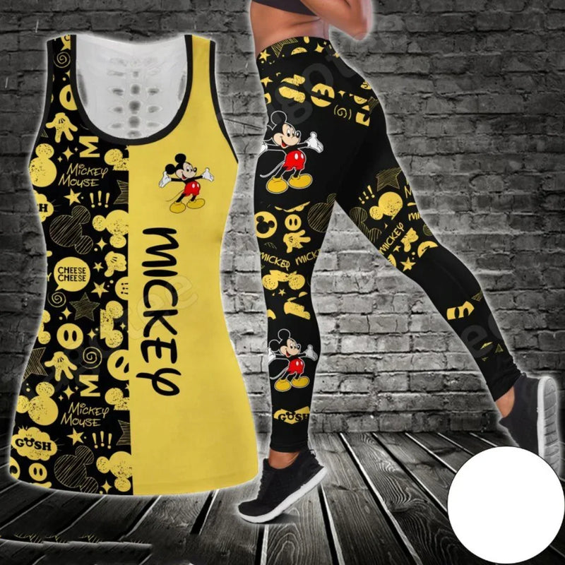 Disney Mickey Mouse Hollow Vest + Leggings Yoga Suit