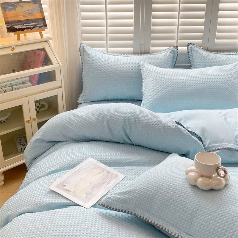 3pcs  Duvet Cover Set - Knitted plaid Bedding