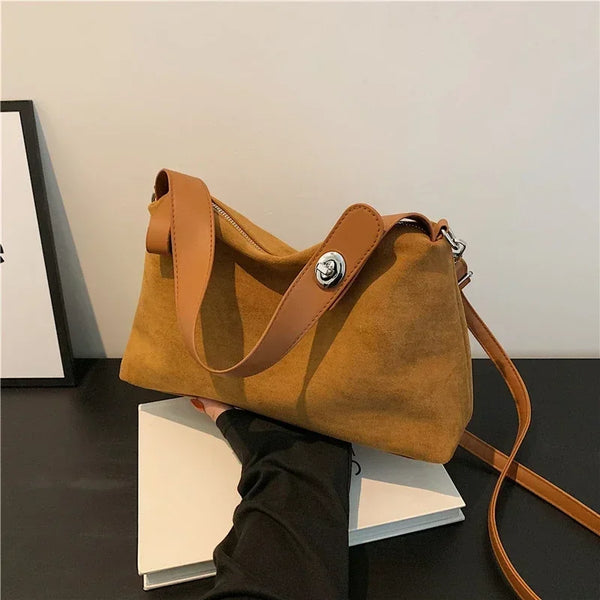 Suede Zipper Shoulder Bag