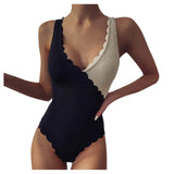 One Piece Bathing Suit - Patchwork Backless Bodysuit