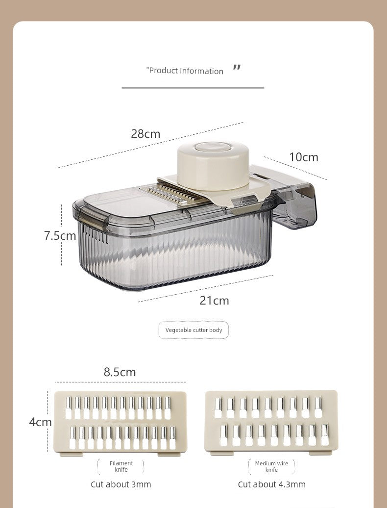 Beige Kitchen Vegetable Shredder and Chopper with Drain Box