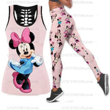 Disney Mickey Minnie Hollow Vest + Leggings Yoga Suit