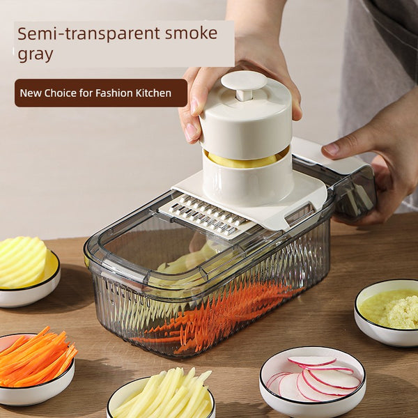 Beige Kitchen Vegetable Shredder and Chopper with Drain Box