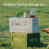 Camping Folding Box with Wooden Cover - Outdoor Storage Organizer