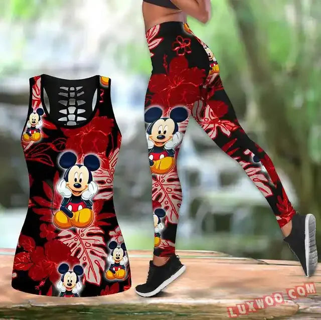 Mickey Mouse Hollow Vest and Leggings Yoga Suit