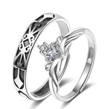 925 Sterling Silver Knight Princess Ring Set