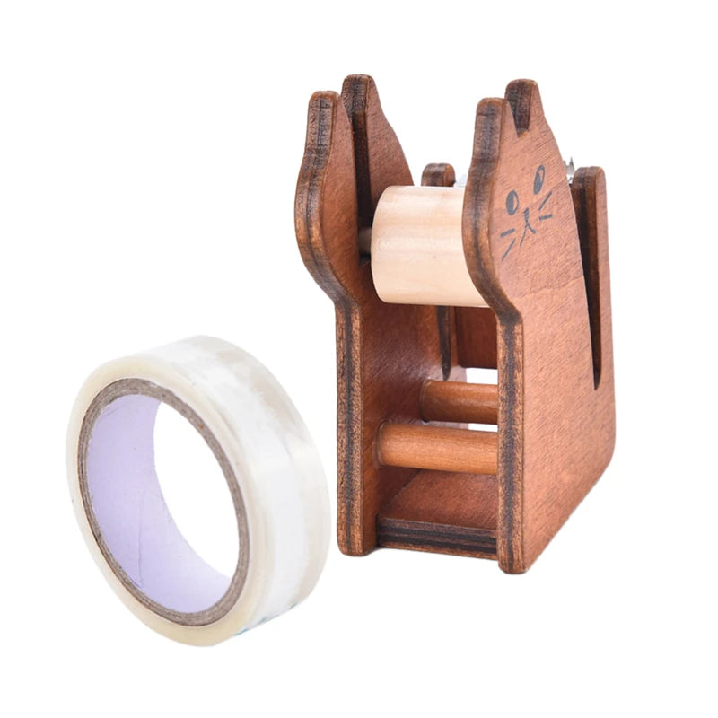 High Quality Cute cat wooden tape Dispenser