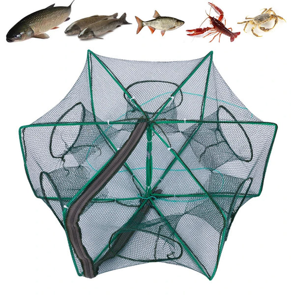 Fishing Net Mesh Folded Hexagon Octagon 6-Hole Automatic Trap for Fish, Shrimp, Crayfish