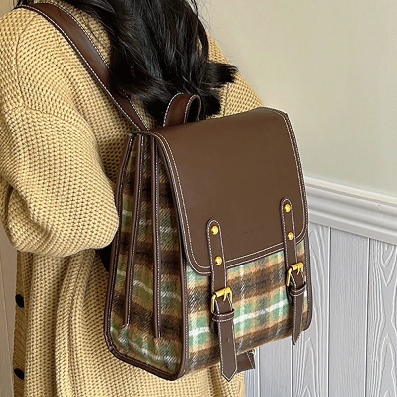 Retro Plaid Backpack for School, Travel, and Everyday Use