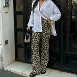 Animal Print High-Waisted Vintage Casual Baggy Pants