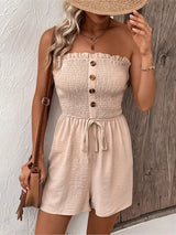 Jumpsuit - Top Cut Lace Shorts With Buttons