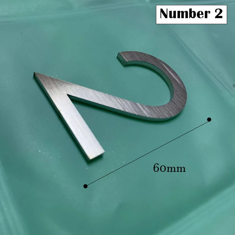 60mm Stainless Steel Self-Adhesive House Number Stickers