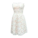 White Floral Dress Waist Slimming