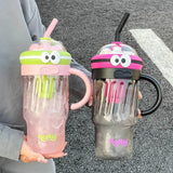 1280ml Large Capacity Outdoor Plastic Ice Kettle Water Bottle with Straw