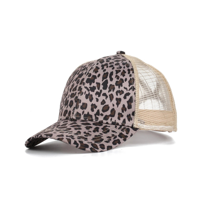 Leopard Print High Ponytail Ball Cap