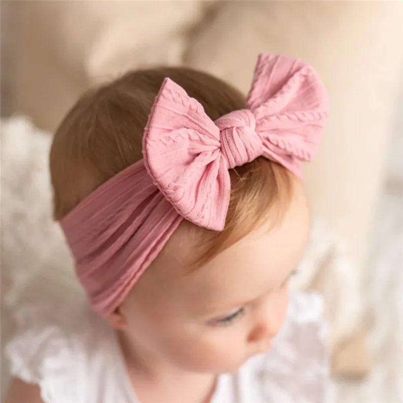 5Pcs/Set Cute Headbands: Soft Elastic Bow knit