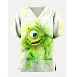 Disney's Monster Power Company Print Medical Scrub Top