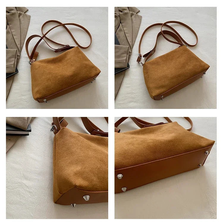 Suede Zipper Shoulder Bag