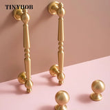 Vertical Solid Brass Gold Drawer Knobs T-Bar Handle