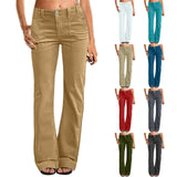 Women's Casual Micro Flared Mid-Waisted Slim Fit Pants