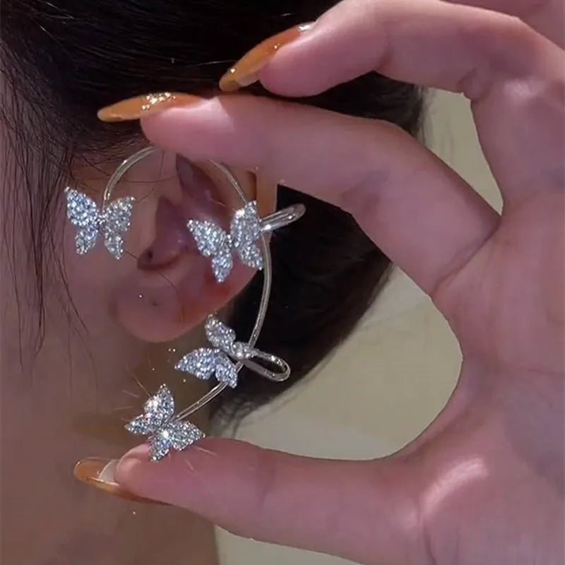 Butterfly Ear Clips Without Piercing - Sparkling Zircon Ear Cuff Clip