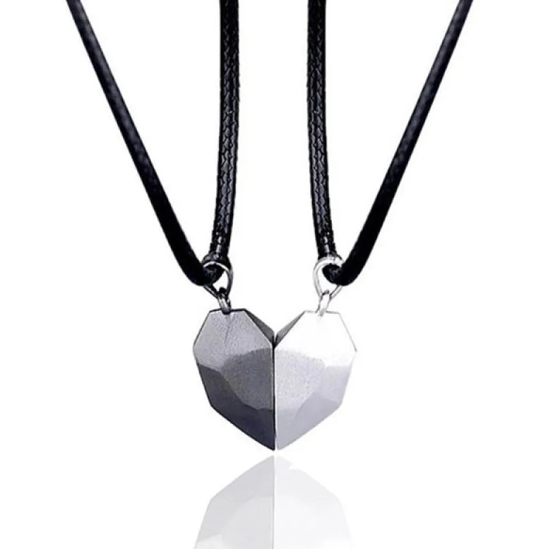 2PC/Set Fashion Magnet Necklace for Couple - Stainless Steel Heart Pendant