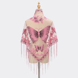 Butterfly Lace Scarf Triangle Tassel Shawl