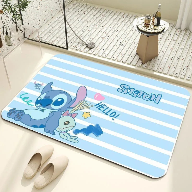 MINISO Disney Stitch Bath Mat Super Absorbent Toilet Bathroom Carpet Non Slip Kitchen Rug Home Indoor Room Decoration Doormats