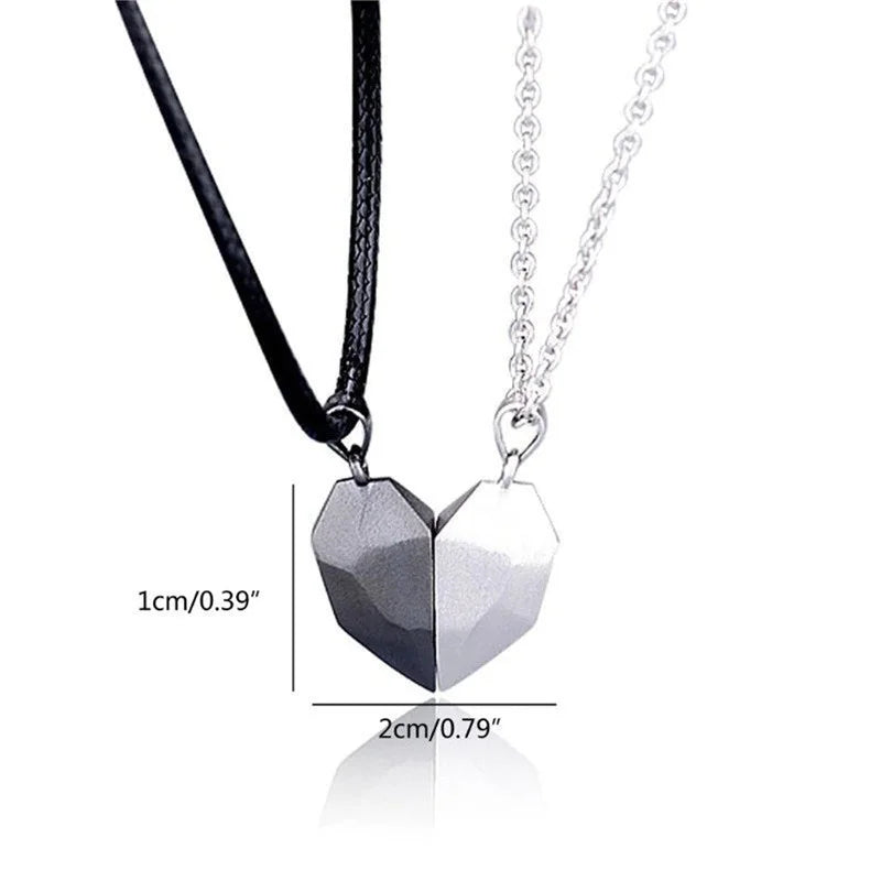 2PC/Set Fashion Magnet Necklace for Couple - Stainless Steel Heart Pendant