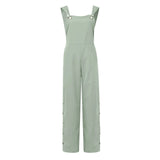 Sleeveless Cotton Strappy Pants with Button Openings