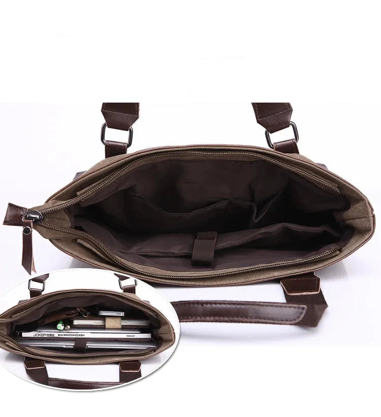 Khaki Casual Vintage Men's Canvas Travel Bag