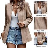 Women's Business Casual Wool Blazer with Flap Pockets