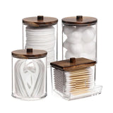 Multi-purpose Transparent Cosmetic Storage Box with Wooden Lid