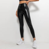 PU Leather Leggings - Women Shiny Black Leather Leggings