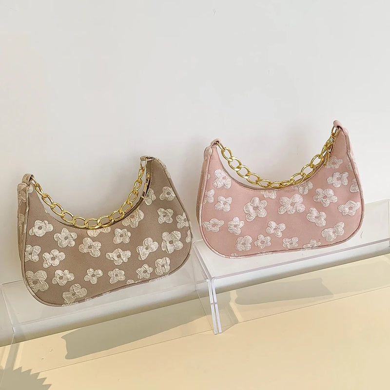 Flower Print Chain Purse