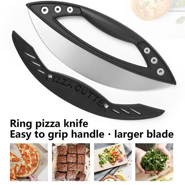 Semi-Circular Pizza Cutter with Protective Cover